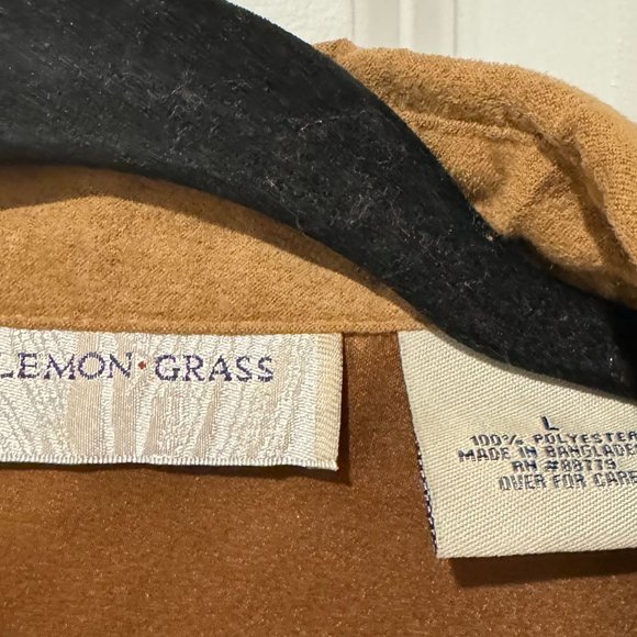 Lemon-Grass Tan Vegan Suede Zip Up Light Weight Jacket - Size Large - Picture 7 of 10